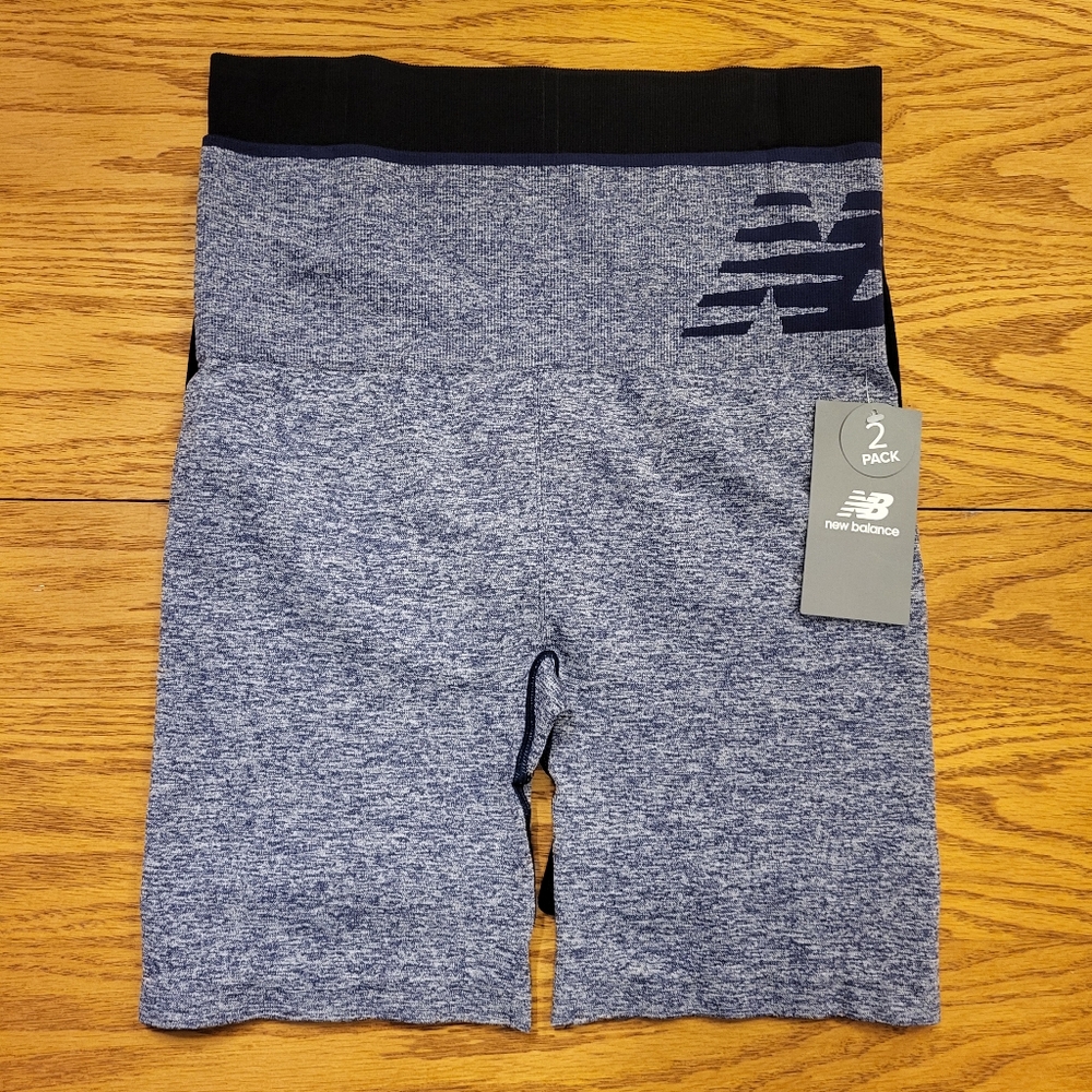 NWT New Balance 2 Pack Black & Blue Marl Shorts Size Medium